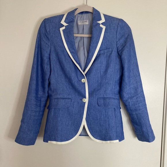 Curling Collection Jackets & Blazers - Curling Collection Blue and White Blazer with Tailored Fit & Nautical Touch - 36